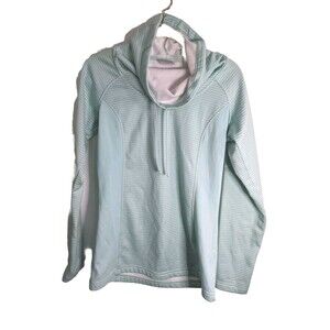Women's Columbia Pullover In Mint Green Small Funnel/Cowl Neck Striped